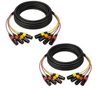AxcessAbles - Confezione da 2 cavi a serpente XLR multicolori a 4 canali, da XLR maschio a femmina, audio multicore per palco, studio, PA e live sound