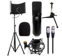 AxcessAbles MX100 Microfono professionale a condensatore XLR per studio cardioide con treppiede da tavolo, supporto per isolamento microfono, supporto antiurto e filtro pop, registrazione e