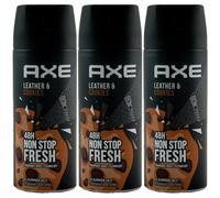 Axe Deodorante Spray Leather & Cookies 3 X 150ml per Uomo 48H Protezione Corpo