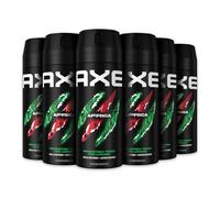 Axe Deodorante Uomo, Axe Africa, Freschezza Fino a 48h di Protezione, Deodorante Spray, Senza Sali di Alluminio, Adatto per Ascelle e Corpo*, Tecnologia Proteggi Odori, 6 Pezzi da 150 ml