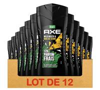 AXE - Gel doccia da uomo 5 in 1 Wild - 24 h idratante - 87% di ingredienti di origine naturale - profumo mojito & legno di cedro (confezione da 12 x 250 ml)