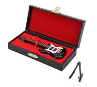 axe heaven, Modello di chitarra in materiale plastico Mini chitarra in miniatura, Ornamento da tavolo per strumenti musicali con supporto per scatola di immagazzinaggio Tappetino per chitarra