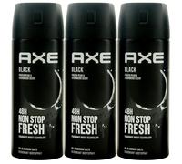 AXE Spray Corpo Black 3 X 150ml Deodorante 48H Protezione 0% Alluminio Sale