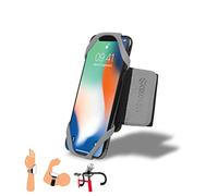 AXELENS Fascia 3 in 1 Grigia per Polso, Braccio e Manubrio - Supporto Universale per Smartphone 4,5-7″ con Rotazione 360° - Ideale per Corsa, Bici, Palestra, Outdoor & Attività Sportive