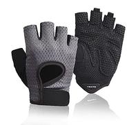 AXELENS Guanti Palestra per Uomo e Donna, Bici, Fitness Yoga e Ginnastica Estivi Mezze Dita Senza Dita Unisex Antiscivolo Traspiranti e Leggeri - GRIGI Taglia L