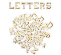 AXEN 52pcs Alphabet A to Z Patches, Iron on Sew on Letters for Clothes, Classic Gold