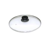 axentia Coperchio in vetro per padella e pentola, con sfiato e pomello in plastica, con bordo in acciaio inox, Ø ca. 16 cm, altezza ca. 6 cm, trasparente