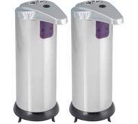 Axentia Dispenser sapone liquido con sensore in acciaio inox senza contatto, distributore di sapone automatico bagno cucina, ca. 250 ml, argento (Confezione da 2)