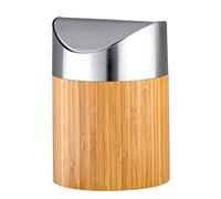 Axentia Mini pattumiera da tavolo in bambù e acciaio inox spazzolato opaco con coperchio basculante Bonja, ca. 12 cm x 16, 5 cm, 0,8 l, marrone/legno