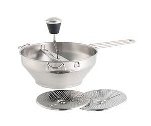 axentia Passaverdure in Acciaio Inox a manovella con 3 Dischi intercambiabili, passatutto Manuale, passapomodoro, Diametro ca. 18 cm, ca. 21 x 18 x 33 cm, Argento