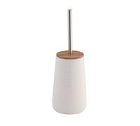 axentia Scopino per WC in Dolomite Forma Chiusa, scopino con Manico in Acciaio Inox e Coperchio in bambù Bonja Wellness, Bianco