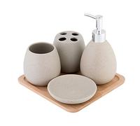 Axentia Avignon Set Accessori Bagno, Ceramica, Marrone, ca. 23 x 30 x 11 cm, 5 unità