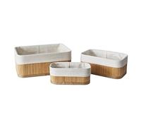 Axentia Set cestini portaoggetti da Bagno in bambù da 3 Pezzi, Versione S, M e L, Set contenitori scaffale Multiuso, scatole immagazzinaggio, Color Legno