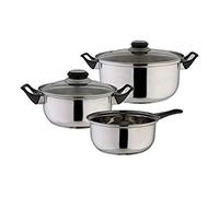 axentia Set di pentole Compact, coperchio di vetro, acciaio inossidabile, 5 pezzi, pentola da cucina, pentola da cucina, pentole