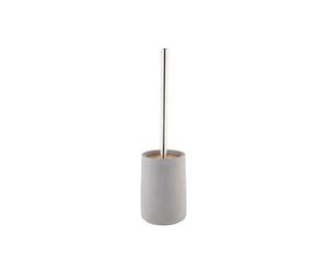 Axentia - Set di scopino e supporto per WC Torino, supporto decorativo in calcestruzzo, interno in bambù e manico in acciaio inox, set di pulizia autoportante, colore: Grigio