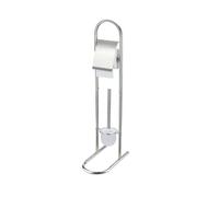 Axentia Set WC portarotolo e portascopino in Acciaio Inox “Emil”, scopino WC con Testina Intercambiabile, Set Bagno 2 in 1, ca. 15,7 x 78,5 x 29 cm, Argento