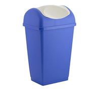 axentia Swing Lid bin, Contenitore per rifiuti in plastica per Cucina e Bagno, Contenitore per rifiuti con Coperchio a Battente, capacità: Circa 50 Litri, Blu/Bianco