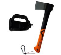 Axeplorer Ascia Incassabile 38 cm Accetta da campeggio, Bushcraft con lama in Acciaio al Carbonio, Impugnatura Antiscivolo, Fodero Protettivo, Moschettone, Corda per Legna, Trekking, Survival, Vanlife