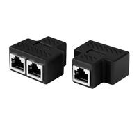 AXFEE 2 Pezzi Accoppiatore di Rete RJ45, 1 a 2 Connettori Ethernet, Accoppiatore in Linea Schermato, Connettore Prolunga Cavo Ethernet Cat7/Cat6a/Cat6/Cat5e/Cat5 Cavo LAN-Femmina a Femmina