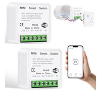 AXFEE 2 Pezzi Interruttore Intelligente, Controllo Vocale/Timer, 2.4G Wifi | Dispositivo Wi-Fi per Automazione Domestica di Luci, 1 Via/2 Vie, Compatibile con Alexa Google Home