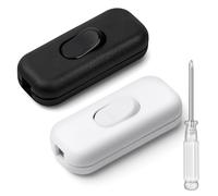 AXFEE 2 Pezzi Interruttore Torpedo Bipolare 6A 250V in Linea a Cavo per Piccoli Elettrodomestici, Lampade Scrivania - Nero+Bianco