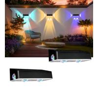 AXFEE 2 Pezzi Lampada da Parete a Energia Solare, IP65 Impermeabile, 11 Modalità Luce Solare Led Esterno, 9 Cambia Colore RGB Luci LED Solare Esterno Giardino, per Giardino, Parete, Veranda, Percorso