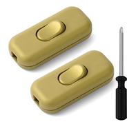 AXFEE 2 Pezzi Oro Interruttore Torpedo Bipolare 6A 250V in Linea, a Cavo per Piccoli Elettrodomestici, Lampade Scrivania e Lampade Comodino