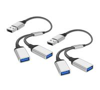 AXFEE 2 Pezzi Splitter Sdoppiatore USB Y, Cavo Splitter, Doppia presa USB2.0, Adattatore USBMaschio femminaper Mac,Car,Xbox One Series X S, PS4, PS5, Laptop - Argento