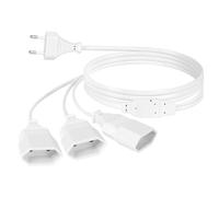 AXFEE 2M Cavo di Prolunga, 250V Maschio a Femmina 1 a 3, Cavo di Alimentazione di Prolunga, Spina Europea per TV PC Computer Monitor Beamer Elettrodomestici Lampa - Bianco