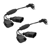 AXFEE 2Pezzi 30cm Cavo di Prolunga, 250V Maschio a Femmina 1 a 2, Cavo di Alimentazione di Prolunga, Spina Europea per TV PC Computer Monitor Beamer Elettrodomestici Lampa - Bianco