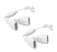 AXFEE 2Pezzi 30cm Cavo di Prolunga, 250V Maschio a Femmina 1 a 2, Cavo di Alimentazione di Prolunga, Spina Europea per TV PC Computer Monitor Beamer Elettrodomestici Lampa - Bianco