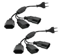 AXFEE 2Pezzi 30cm Cavo di Prolunga, 250V Maschio a Femmina 1 a 3, Cavo di Alimentazione di Prolunga, Spina Europea per TV PC Computer Monitor Beamer Elettrodomestici Lampa - Nero