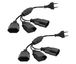 AXFEE 2Pezzi 30cm Cavo di Prolunga, 250V Maschio a Femmina 1 a 3, Cavo di Alimentazione di Prolunga, Spina Europea per TV PC Computer Monitor Beamer Elettrodomestici Lampa - Nero