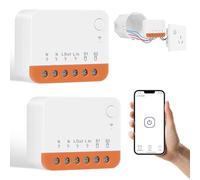 AXFEE 2Pezzi MINI R4 WiFi Smart Switch 2-Way, Interruttore Intelligente Fai-Da-Te, Modalità Staccabile, WiFi 2.4G, Controllo APP, Funziona con Alexa, Google Home, eWeLink