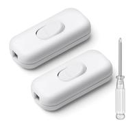 AXFEE 3 Pezzi Bianco Interruttore Torpedo Bipolare 6A 250V in Linea, a Cavo per Linea Piccoli Elettrodomestici, Lampade Scrivania, Lampade Comodino