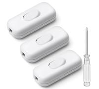 AXFEE 3 Pezzi Bianco Interruttore Torpedo, Interruttore Bipolare 6A 250 V Interruttore in Linea Bipolare, Interruttore a Cavo, per Linea Piccoli Elettrodomestici, Lampade Scrivania, Lampade Comodino