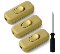 AXFEE 3 Pezzi Oro Interruttore Torpedo, Interruttore Bipolare 6A 250 V Interruttore in Linea Bipolare, Interruttore a Cavo, per Linea Piccoli Elettrodomestici, Lampade Scrivania, Lampade Comodino