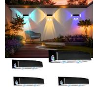 AXFEE 4 Pezzi Lampada da Parete a Energia Solare, IP65 Impermeabile, 11 Modalità Luce Solare Led Esterno, 9 Cambia Colore RGB Luci LED Solare Esterno Giardino, per Giardino, Parete, Veranda, Percorso