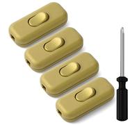 AXFEE 4 Pezzi Oro Interruttore Torpedo, Interruttore Bipolare 6A 250 V Interruttore in Linea Bipolare, Interruttore a Cavo, per Linea Piccoli Elettrodomestici, Lampade Scrivania, Lampade Comodino