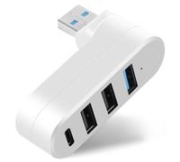 AXFEE 4-Porta USB 3.0 Hub, 90°/180° Rotatable, Splitter Hub(2 USB 2.0 + USB3.0+Type-C), Adattatore Dati Ad Alta Velocità per PC e Laptop, MacBook, Chiavetta USB, Stampante, Tastiera, Mouse - Bianco