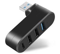 AXFEE 4Porta USB 3.0 Hub, 90°/180° Rotatable, (2USB 2.0+USB3.0+Type-C)-Nero