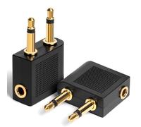 AXFEE Aereo Adattatore, 2 Pezzi Adattatore Cuffie Volo Placcati in Oro, per Cuffie Universale Adattatore Aereo per Cuffie 3,5mm, Adattatori per Presa per Cuffie Aereo, per Sistemi Multimediali