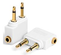 AXFEE Aereo Adattatore, 2Pezzi Adattatore Cuffie Volo Placcati in Oro, per Cuffie Universale Adattatore Aereo per Cuffie 3,5mm, Adattatori per Presa per Cuffie Aereo, per Sistemi Multimediali, Bianco