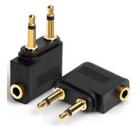 AXFEE Aereo Adattatore, 2Pezzi Adattatore Cuffie Volo Placcati in Oro, per Cuffie Universale Adattatore Aereo per Cuffie 3,5mm, Adattatori per Presa per Cuffie Aereo, per Sistemi Multimediali, Nero