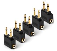 AXFEE Aereo Adattatore, 5Pezzi Adattatore Cuffie Volo Placcati in Oro, per Cuffie Universale Adattatore Aereo per Cuffie 3,5mm, Adattatori per Presa per Cuffie Aereo, per Sistemi Multimediali, Nero