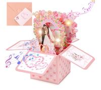 AXFEE Biglietto Pop-up per Matrimonio, con Musica e Luce Pop Up 3D