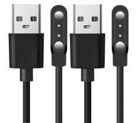 AXFEE Cavo di Ricarica USB 2.0 Magnetico, 2 Pezzi 2 Pin-Distanza Tra i Pin 4mm, Caricatore per Smartwatch YAM SW022 Ticwatch GTX/CXB01 Xiaomi RT LS05S, Nero