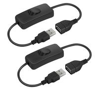 AXFEE Cavo USB con Interruttore on/off, 2 Pezzi Interruttore Torpedo a Linea di Estensione USB, Interruttore a Cavo, per Linea Piccoli Elettrodomestici, Lampade Scrivania, Lampade Comodino- Nero