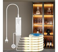 AXFEE COB LED Strip, 6 Rotoli 1M Paralleli di Striscia LED, Accorciabile, Dimmerabili Strisce Luci LED Flessibile, con Spina EU, per Cucina Camera da Letto Armadio Scaffale Decorazioni Casa e Natale