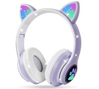AXFEE Cuffie Bluetooth per Bambini, LED Cuffie Cablate/Wireless con Orecchio di Gatto, Pieghevole Audio Stereo HD Over-Ear Cuffie per Studiare/Viaggiare, 105dB Volume Limited, Bluetooth 5.0 Version